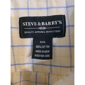 Steve And Barrys‎ Shirt Mens Size 2XL  Button Up Yellow Plaid Casual Dress